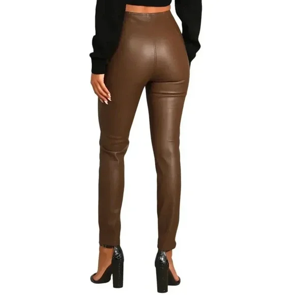 We The Free Spitfire Skinny Faux Leather HighWaist Pants size 29 Brown - Picture 9 of 9